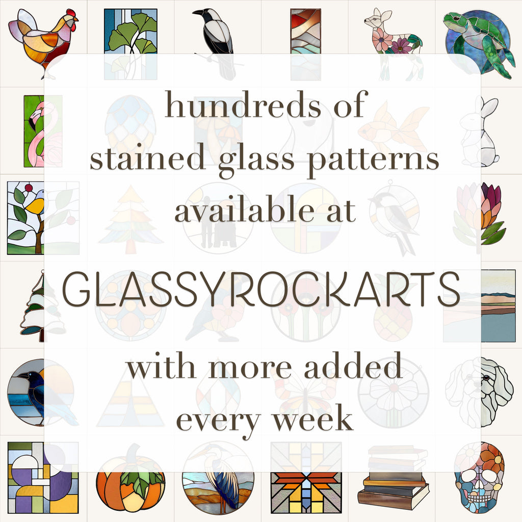 Flowering Cactus Stem Stained Glass Pattern and PNG