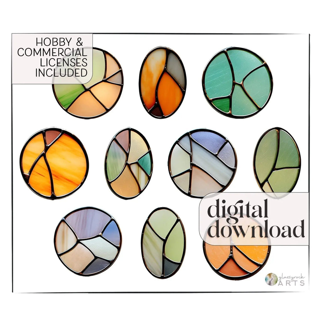 Stained Glass Christmas Ornaments Pattern 10 Pack