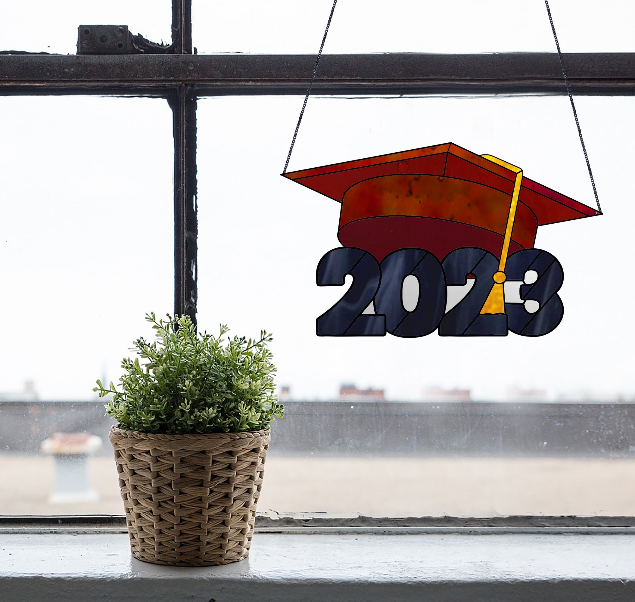 Class of 2023 Graduate Cap Stained Glass Pattern