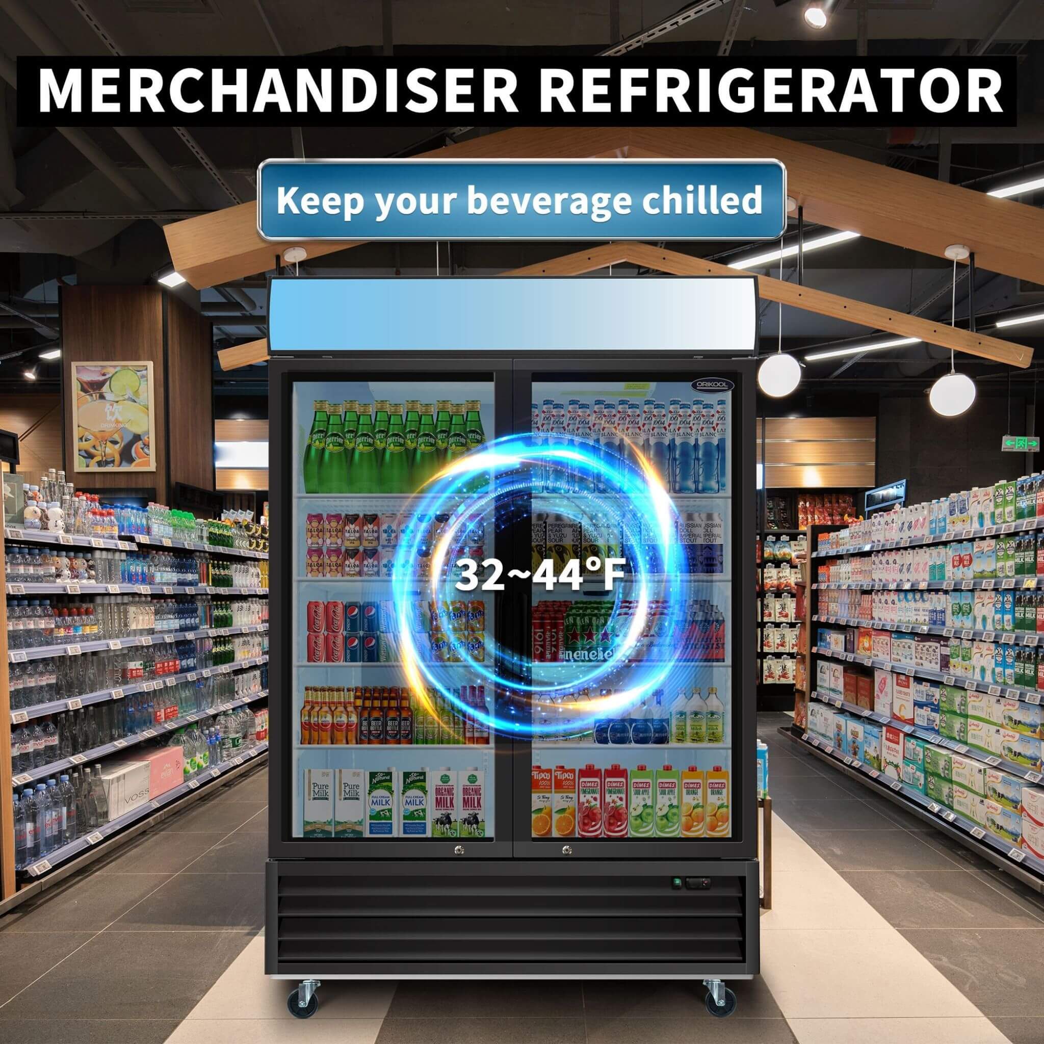 44.7 Cu.Ft Double-Door Commercial Display Merchandising Refrigerator (SAK54692)
