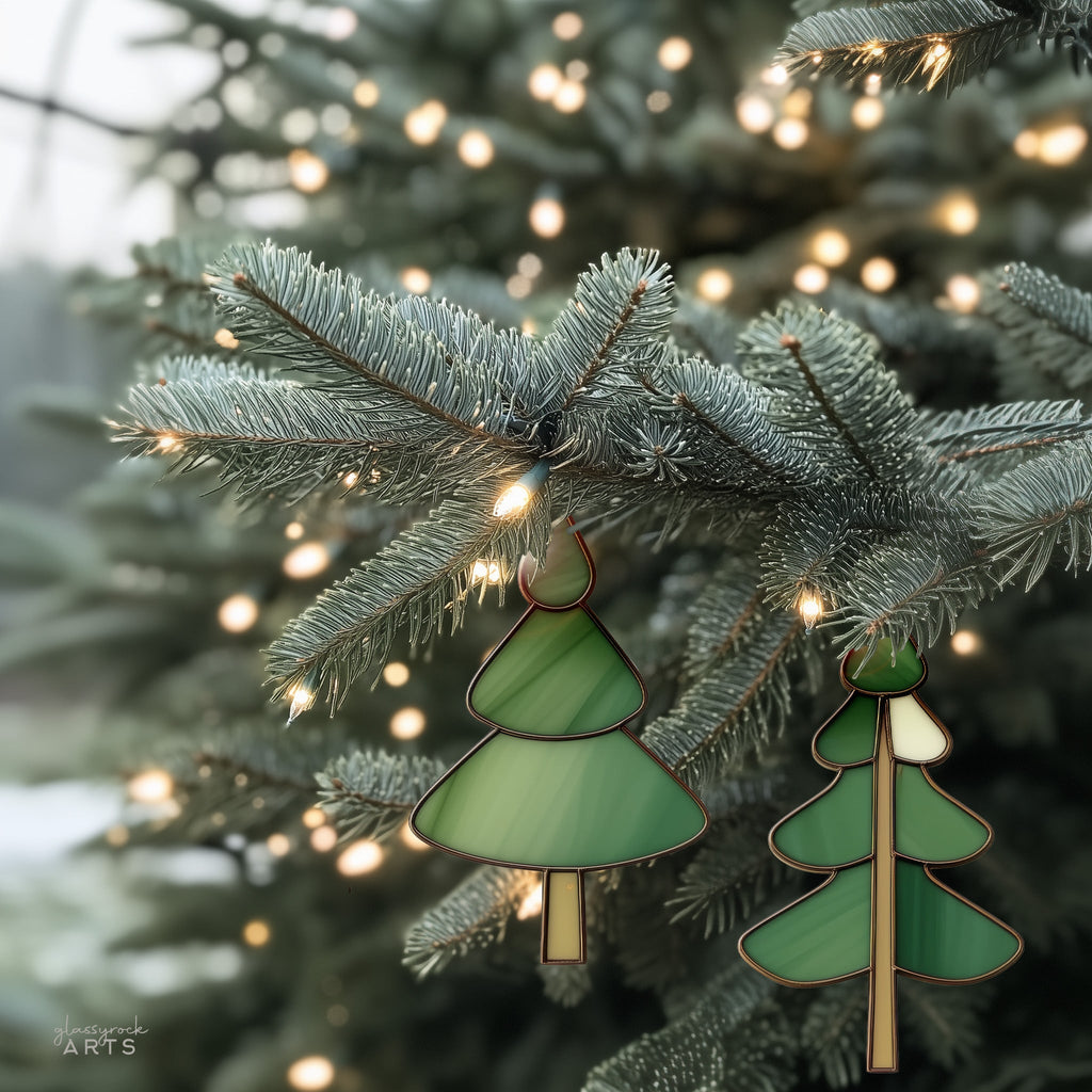Christmas Fir Tree Stained Glass Patterns - Pack of 6