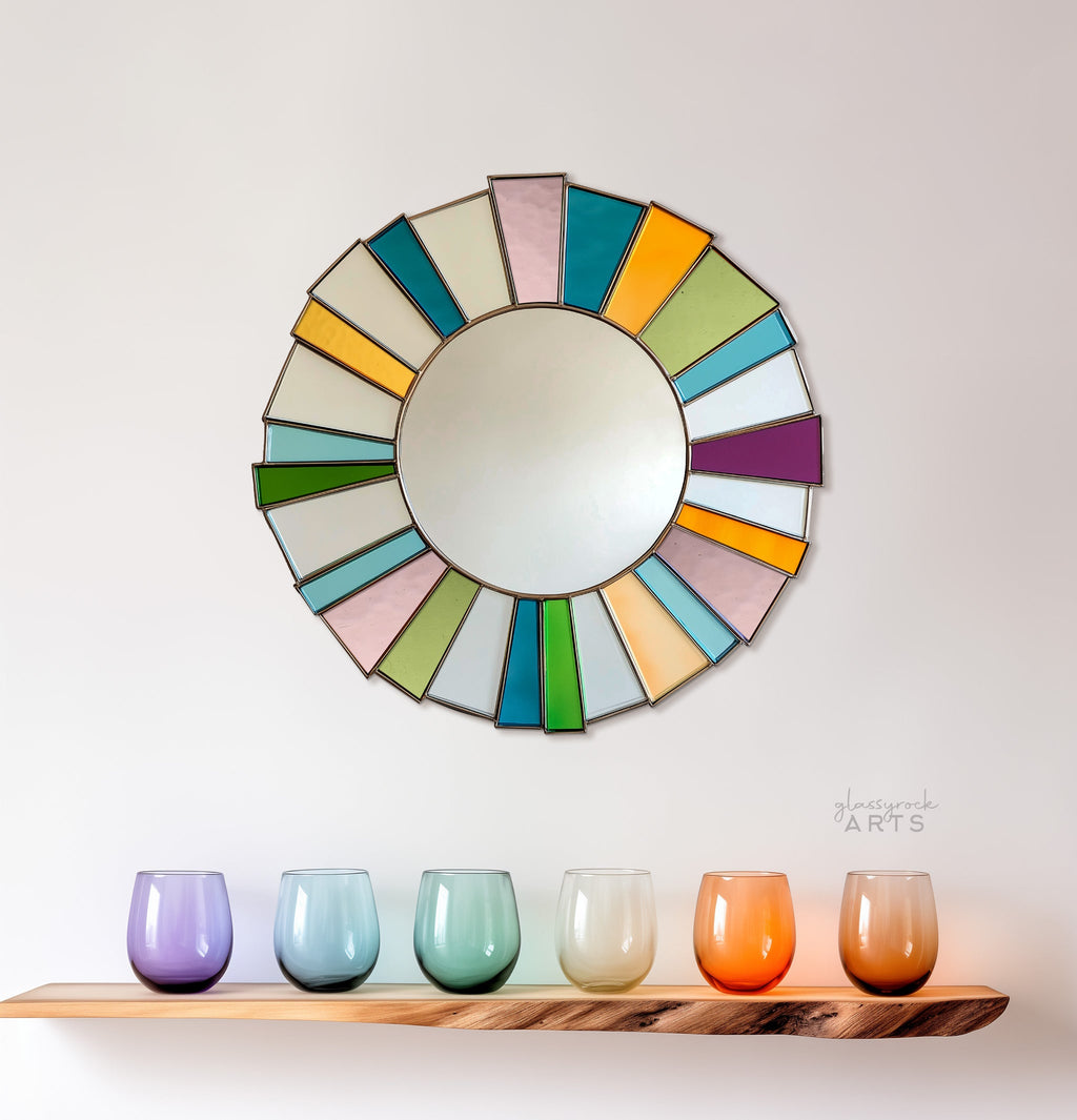 Colorburst Rainbow Stained Glass Mirror Pattern