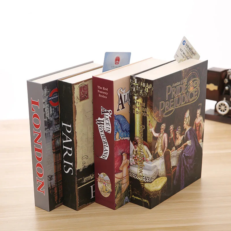 Hidden Book Safe with Key Lock — Metal Interior Stash Box for Cash, Jewelry & Passports — Realistic Classic Book Design