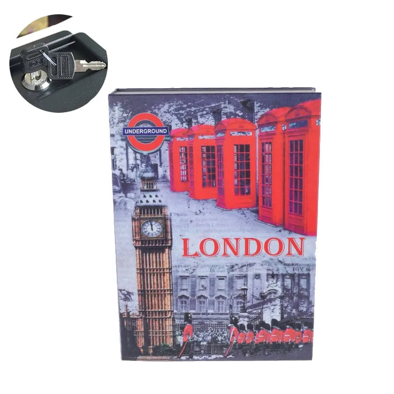 Hidden Book Safe with Key Lock — Metal Interior Stash Box for Cash, Jewelry & Passports — Realistic Classic Book Design