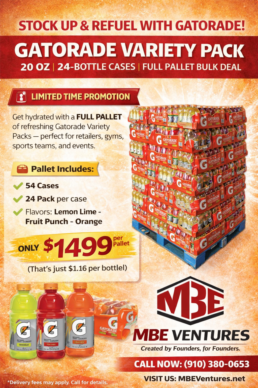 Gatorade Variety Pack (20oz) 24pk - 54 Cases Per Pallet