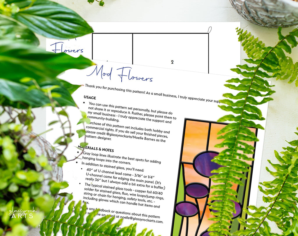Mid-Century Modern Stained Glass Flowers Pattern