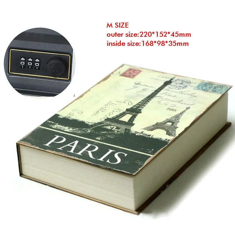 Hidden Book Safe with Key Lock — Metal Book-Shaped Home Safe (8.66 x 5.98 x 1.77 in / 220 x 152 x 45 mm)