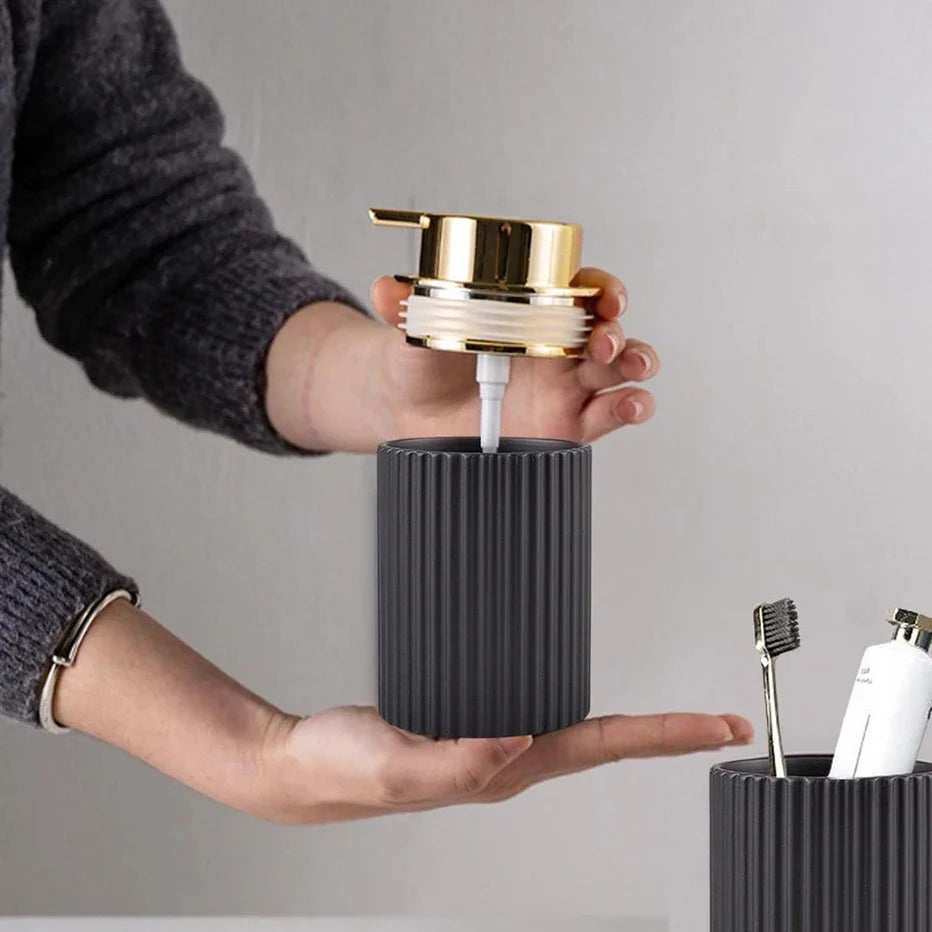 Foaming Soap Dispenser with Toothbrush Holder – Bathroom Foam Pump & Counter Storage Organizer
