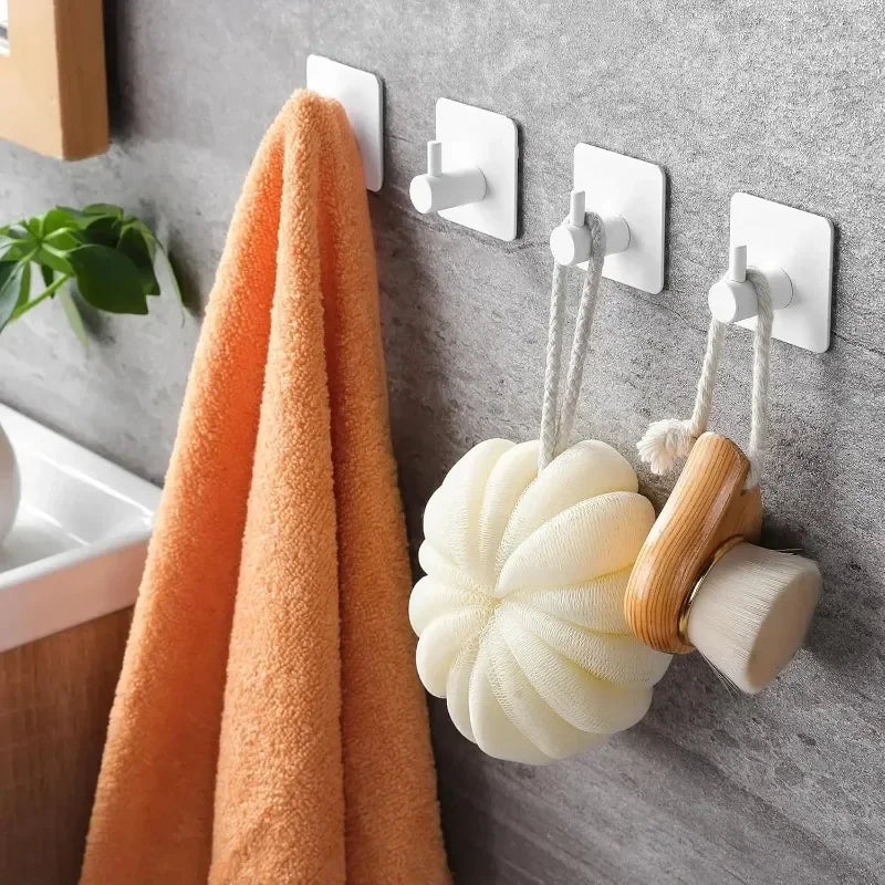 Strong Adhesive Wall Hooks - Nail-Free Stainless Steel Coat, Robe & Towel Hangers, 1/2/4/6/10-Pack (Black)