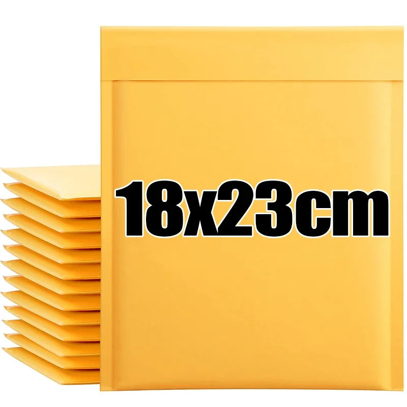 Kraft Paper Bubble Mailers – Self-Seal Waterproof Padded Envelopes, Yellow, Multiple Sizes (11×13–18×23 cm / 4.3×5.1–7.1×9.1 in), Pack of 10/20/30/50