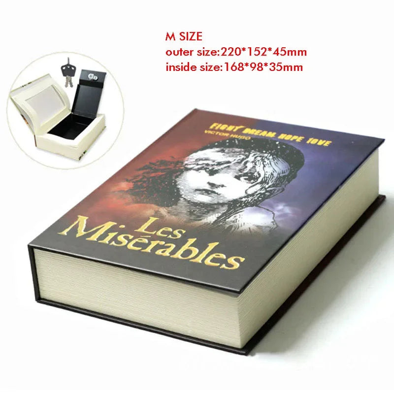 Hidden Book Safe with Key Lock — Metal Book-Shaped Home Safe (8.66 x 5.98 x 1.77 in / 220 x 152 x 45 mm)