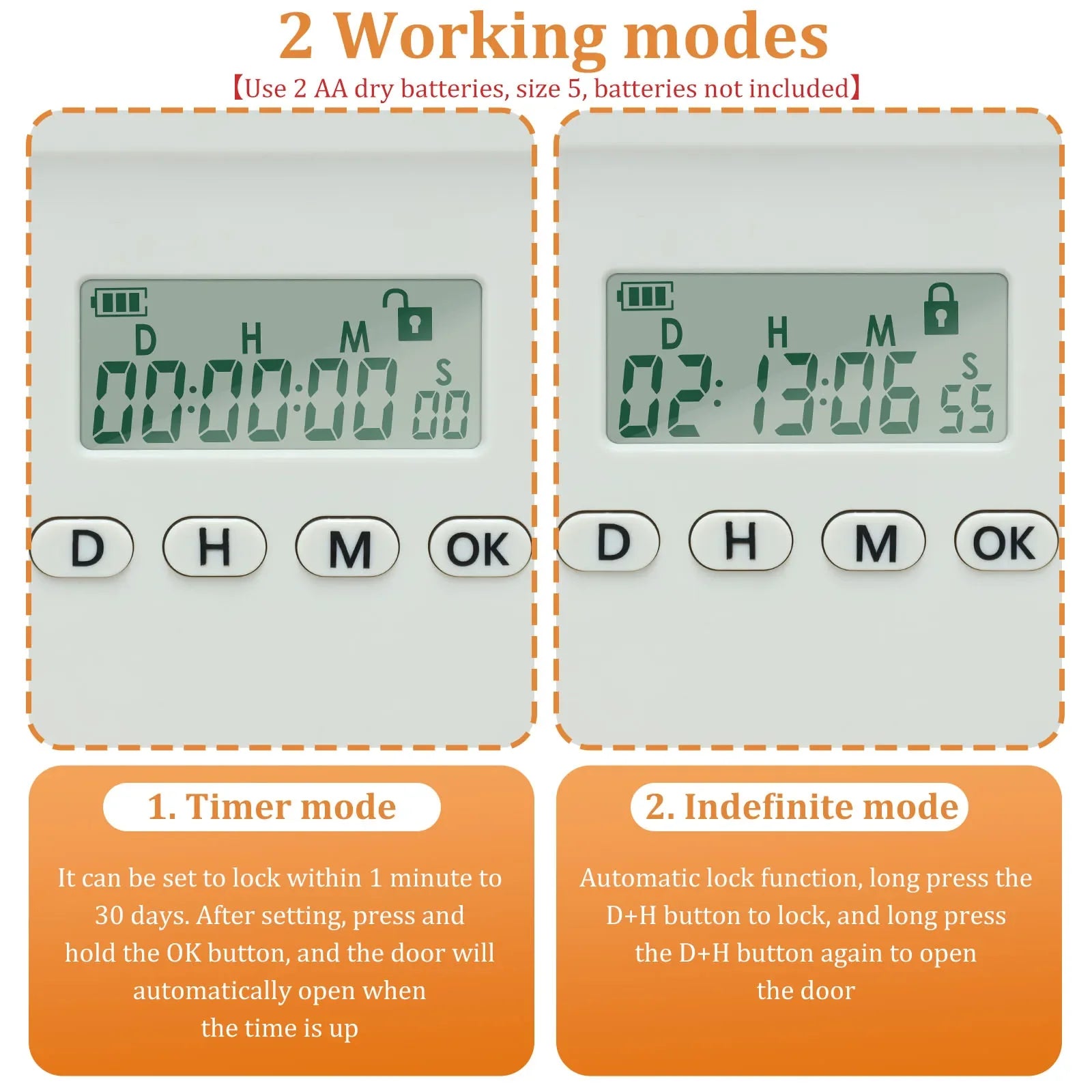 2.8L Timer Lock Box | Electronic Lockable Storage Box with Combination Lock & Digital Timer for Phone, Medication & Focus