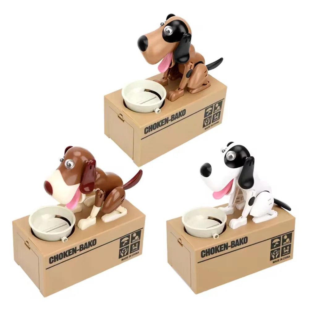 Electric Cartoon Dog Coin Bank Automatic Eating Money Piggy Bank for Kids Birthday Gift