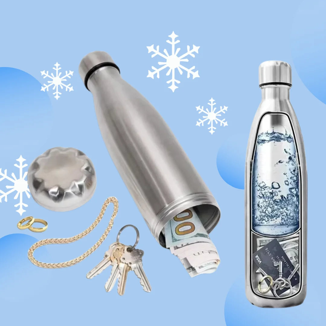 750ml (25.4 oz) Diversion Water Bottle with Hidden Stash — Pill Organizer & Money Compartment, Portable Can Safe with Key Ring