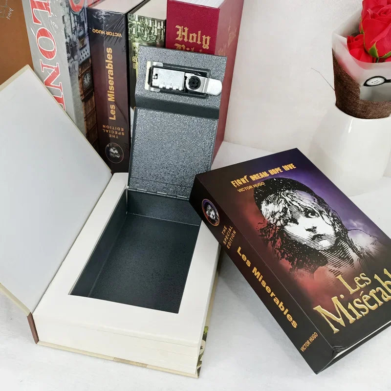 Hidden Book Safe with Key Lock — Metal Book-Shaped Home Safe (8.66 x 5.98 x 1.77 in / 220 x 152 x 45 mm)