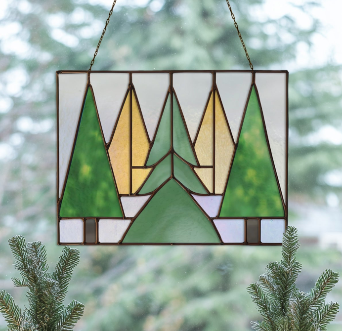 Five Trees Stained Glass Pattern and PNG