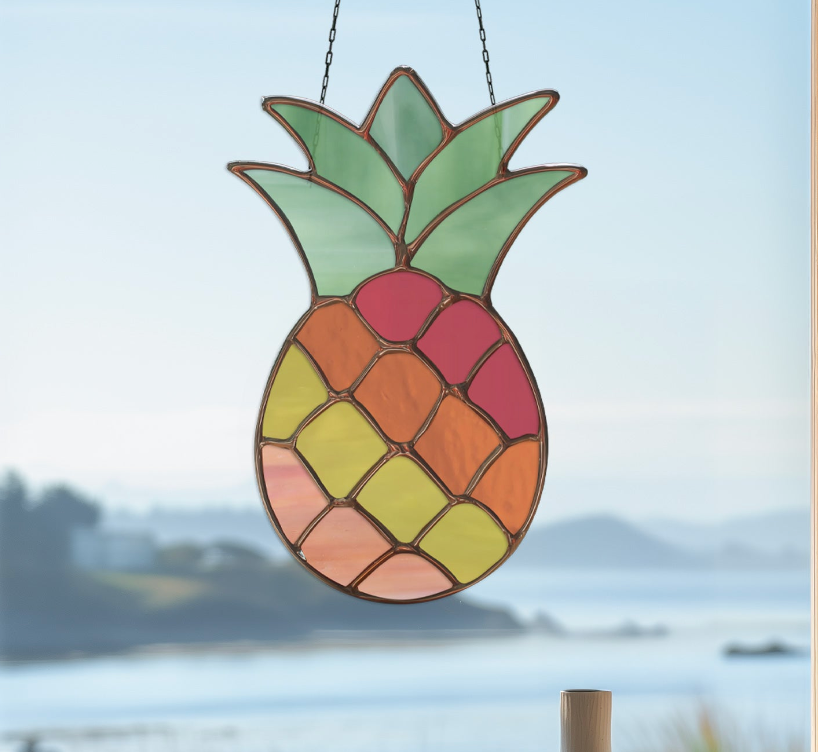 Pineapple Stained Glass Pattern and PNG