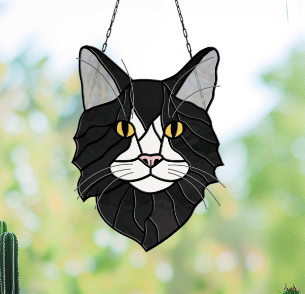 Long Haired Cat Stained Glass Pattern