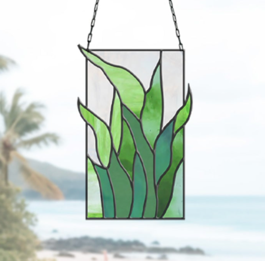Tropical Stained Glass Plant Pattern - Kalalau - PDF & PNG