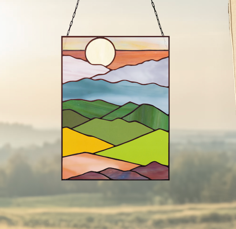 Mountain Landscape Stained Glass Pattern