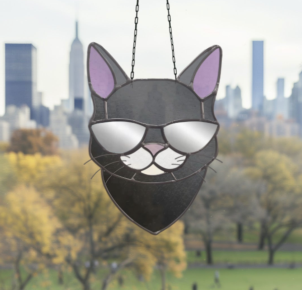 Cool Cat with Sunglasses Stained Glass Pattern