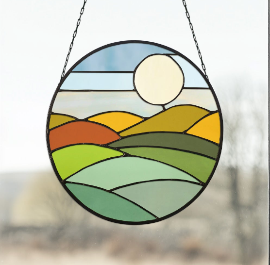 Round Mod Landscape Stained Glass Pattern