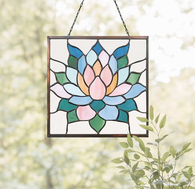 Square Succulent Panel Stained Glass Pattern, PDF & PNG