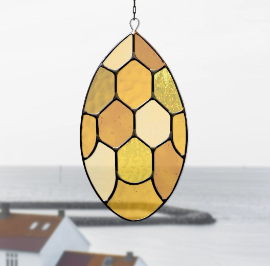 Abstract Honeycomb Teardrop Stained Glass Pattern