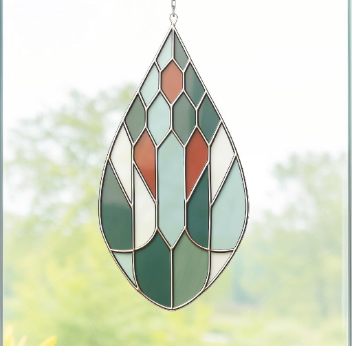Teardrop Geometric Stained Glass Pattern