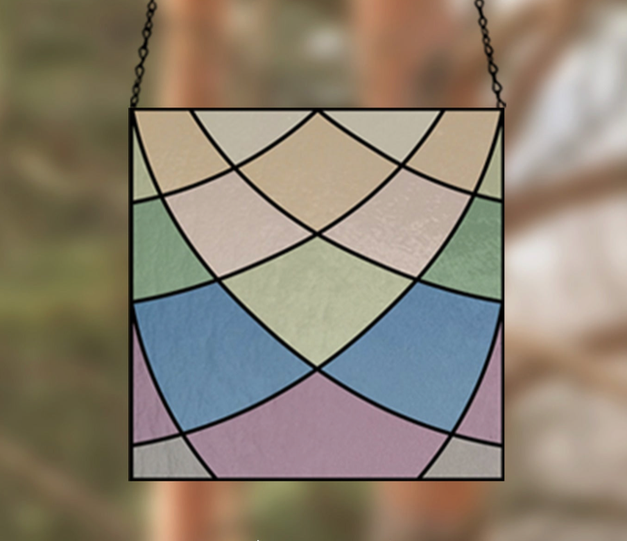 Minimalist Square Curves Stained Glass Pattern