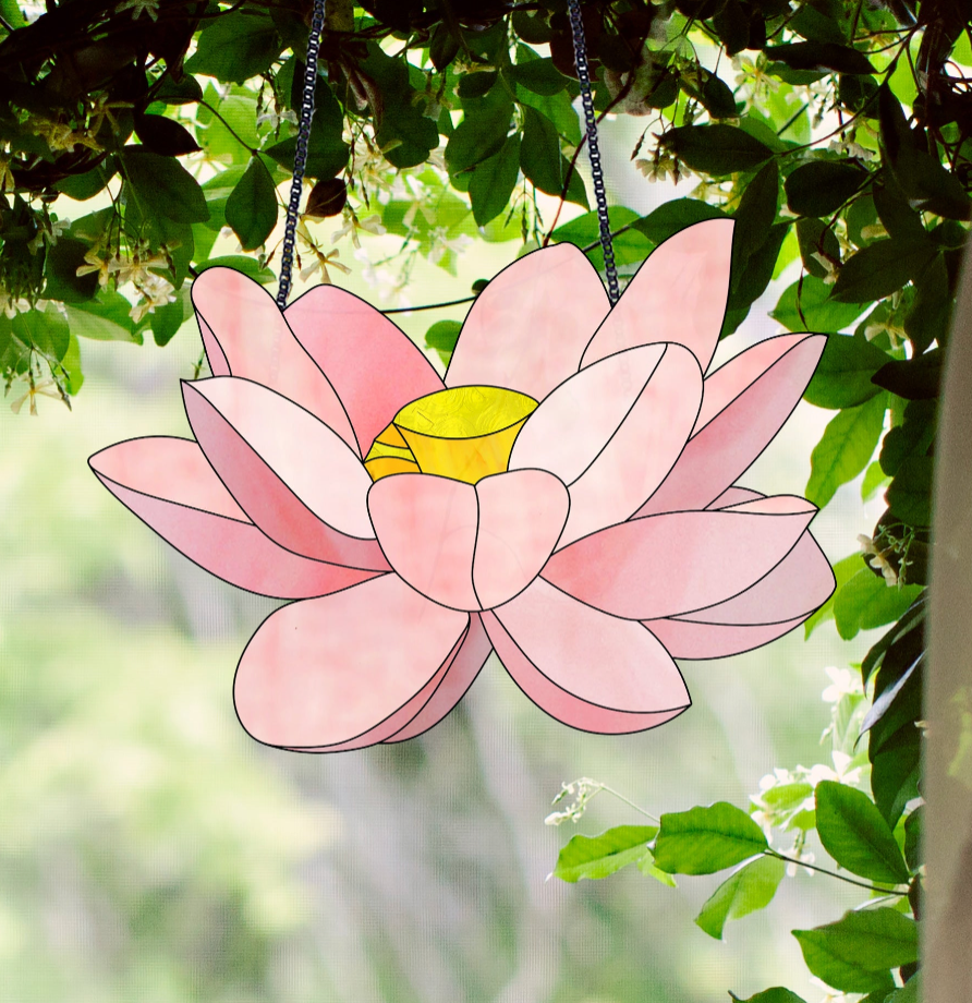 Big Flora Stained Glass Lotus Pattern PDF & PNG