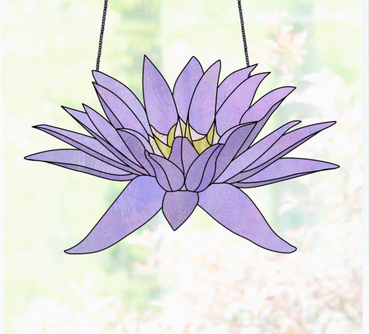 Big Flora Giant Stained Glass Water Lily Pattern PDF & PNG
