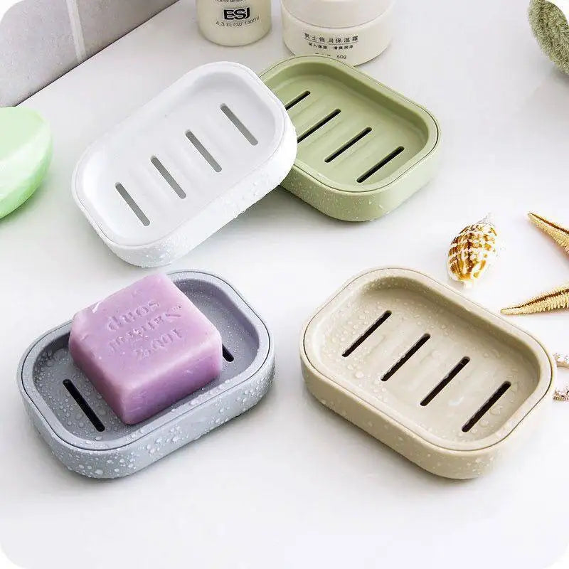 Double Layer Drain Soap Dish Portable Plastic Soap Holder for Bathroom & Travel (4.13 x 2.95 x 0.79 in / 10.5 x 7.5 x 2 cm)