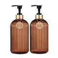 Amber Refillable Dish & Hand Soap Dispenser 500ml (16.9oz) Pump Bottle for Kitchen and Bathroom