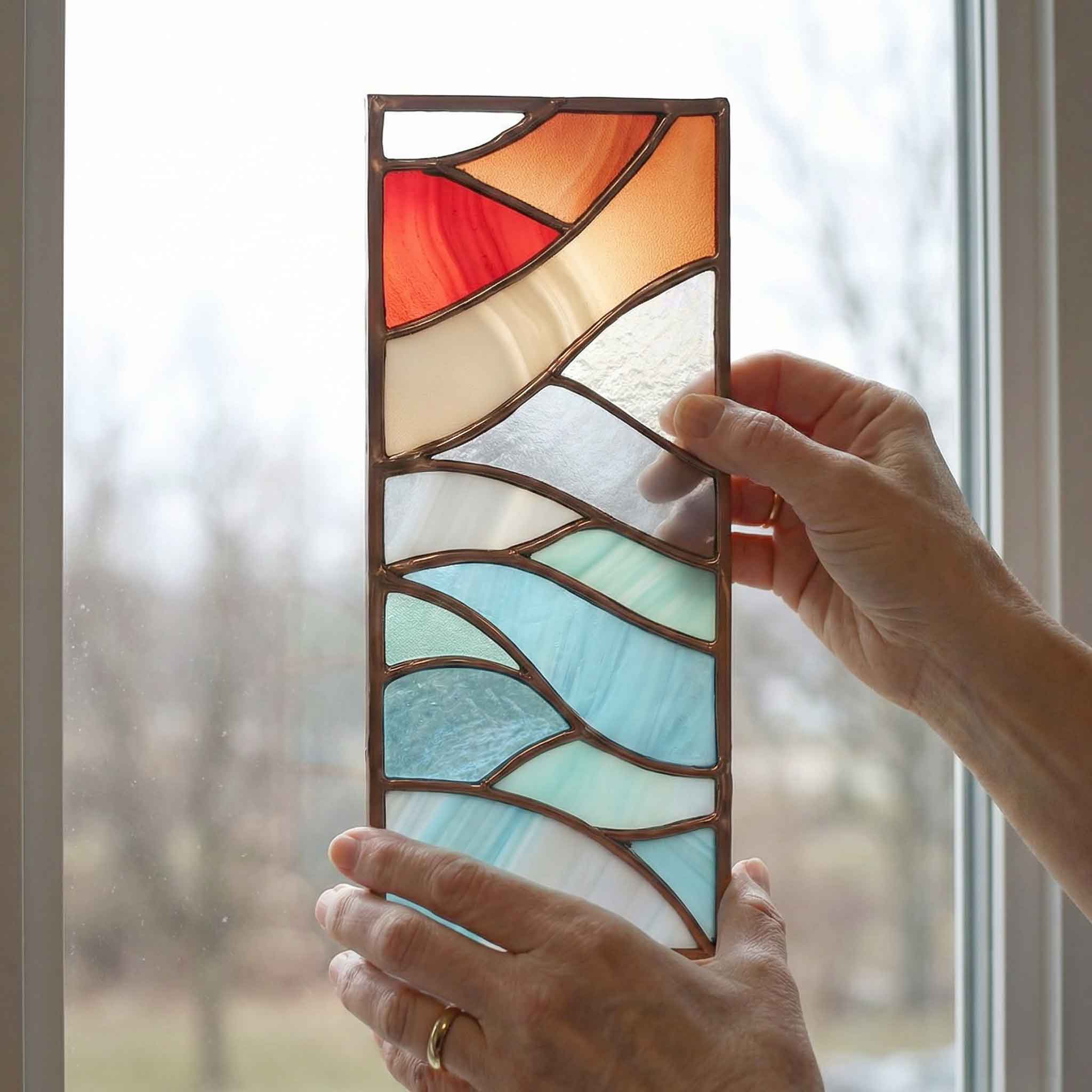 Abstract Winter Panel Stained Glass Pattern & PNG
