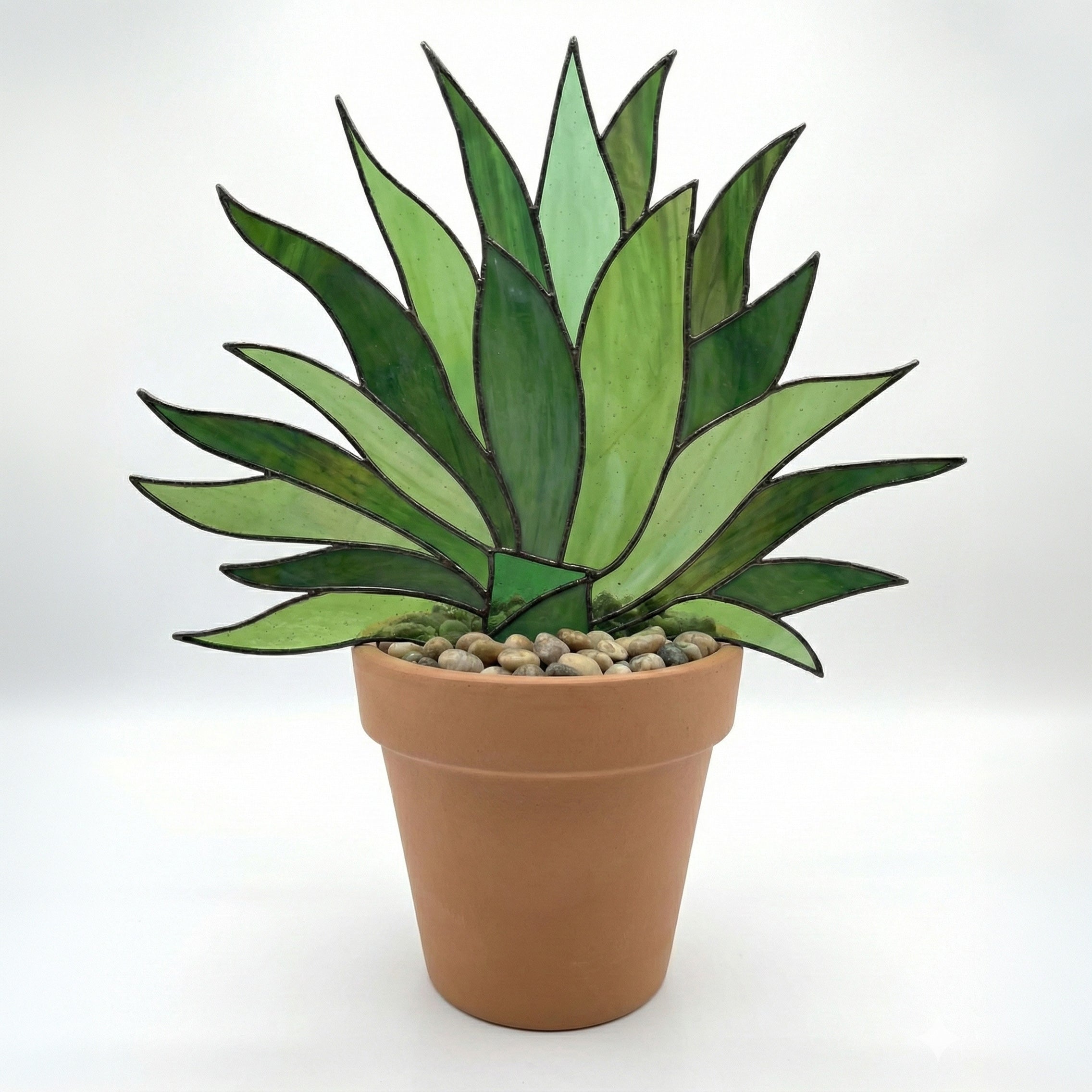 Agave Succulent Plant Stem Stained Glass Pattern PDF & PNG
