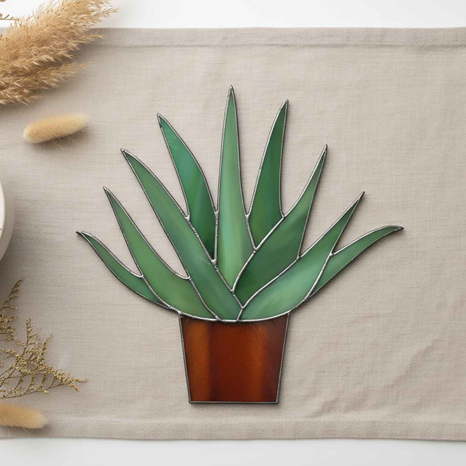 Beginner Aloe Potted Plant Stained Glass Pattern