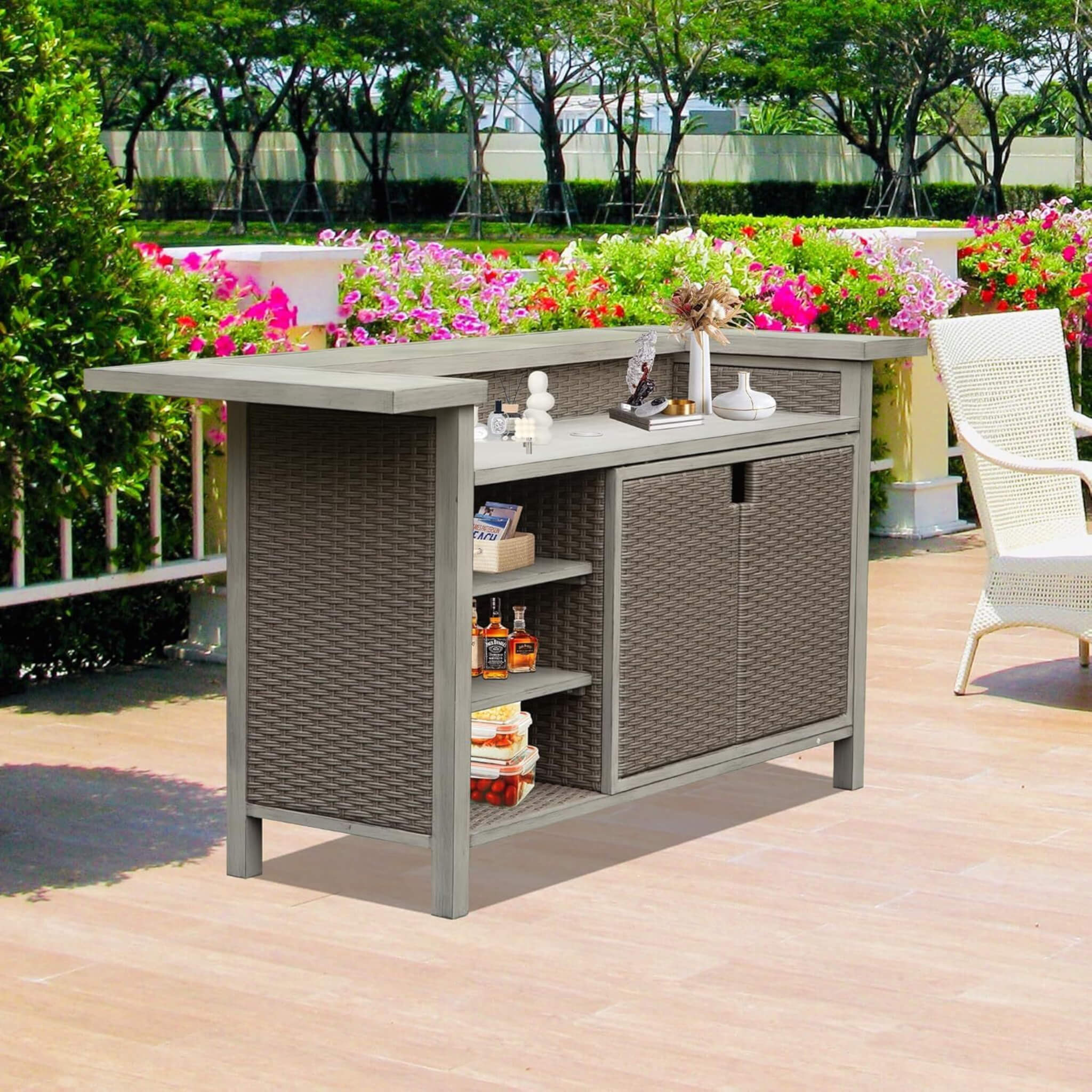 Alora Premium All-Weather Spacious Outdoor Patio Bar Table With Aluminum Frame (SAK51876)