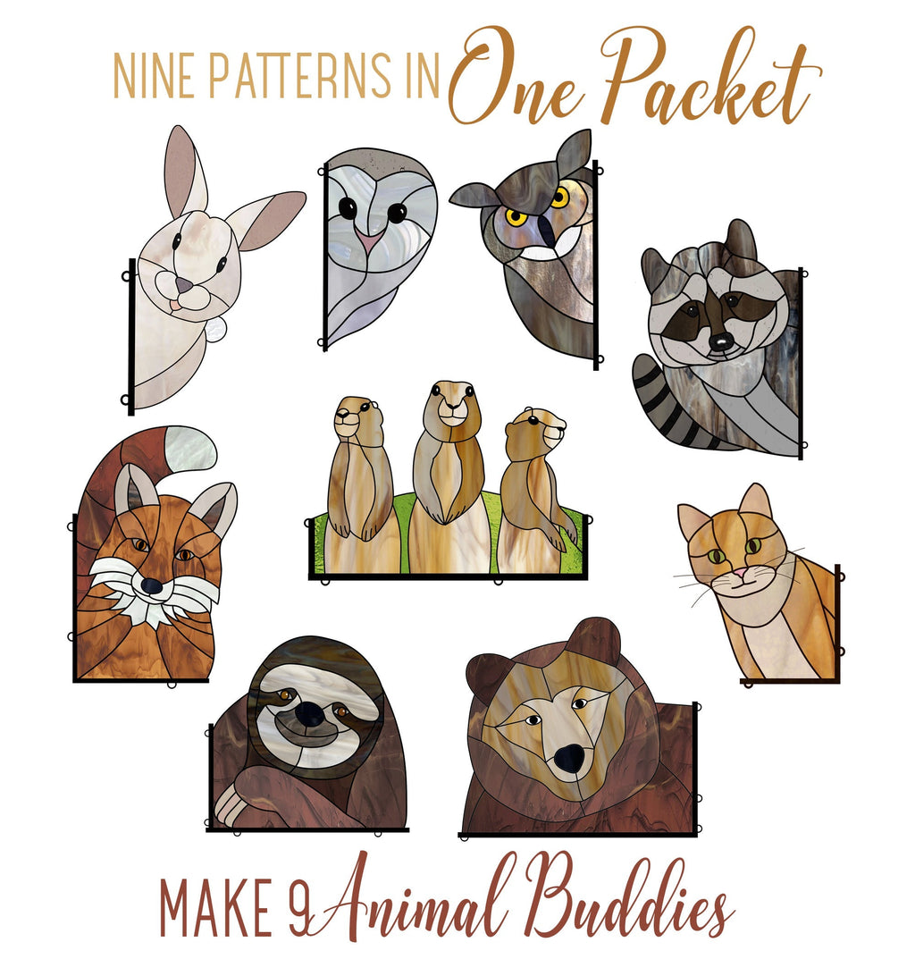 Animal Stained Glass Pattern 9-Pack