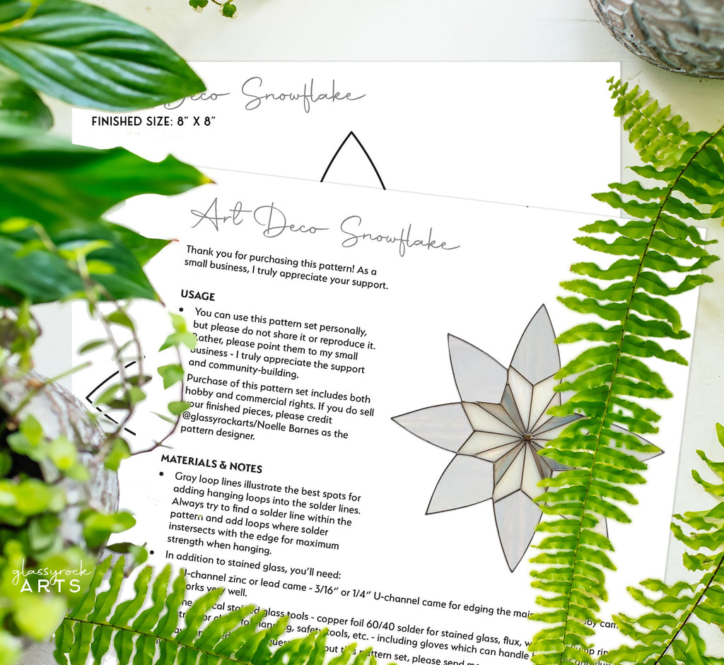Art Deco Snowflake Stained Glass Pattern