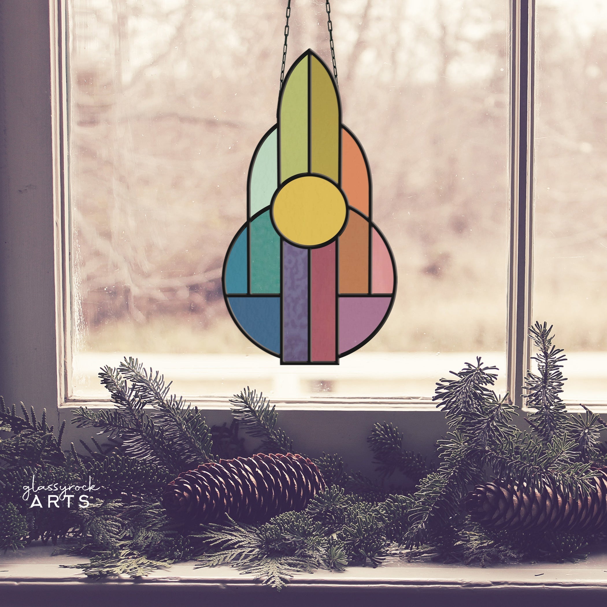 Art Deco Rainbow Stained Glass Pattern