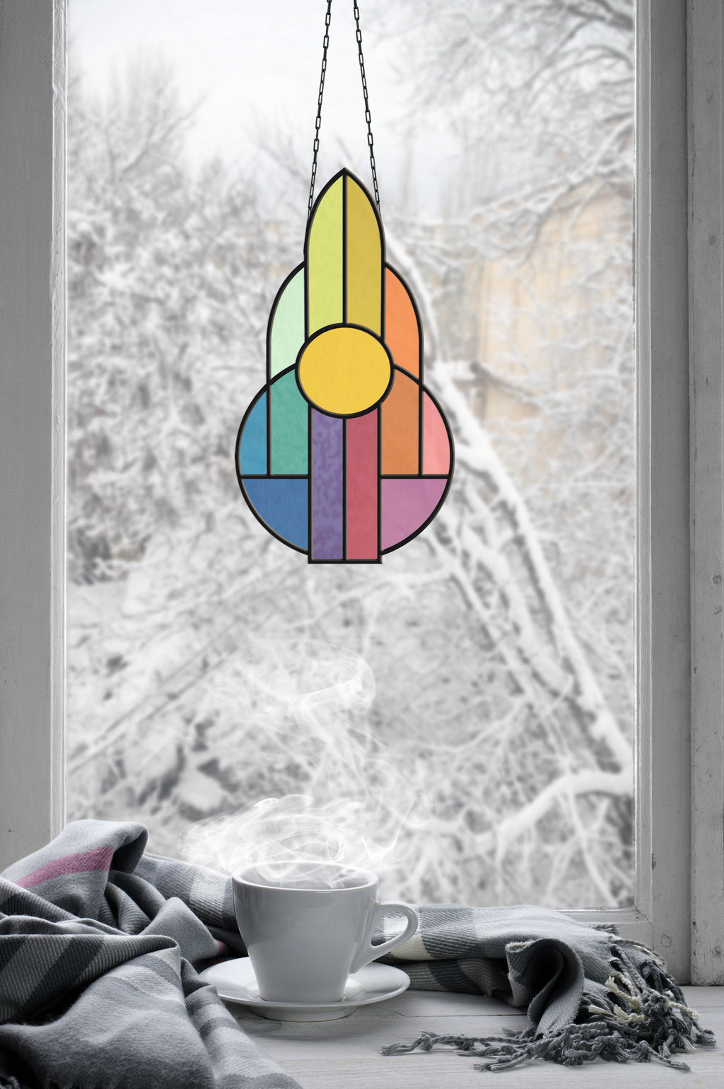 Art Deco Rainbow Stained Glass Pattern