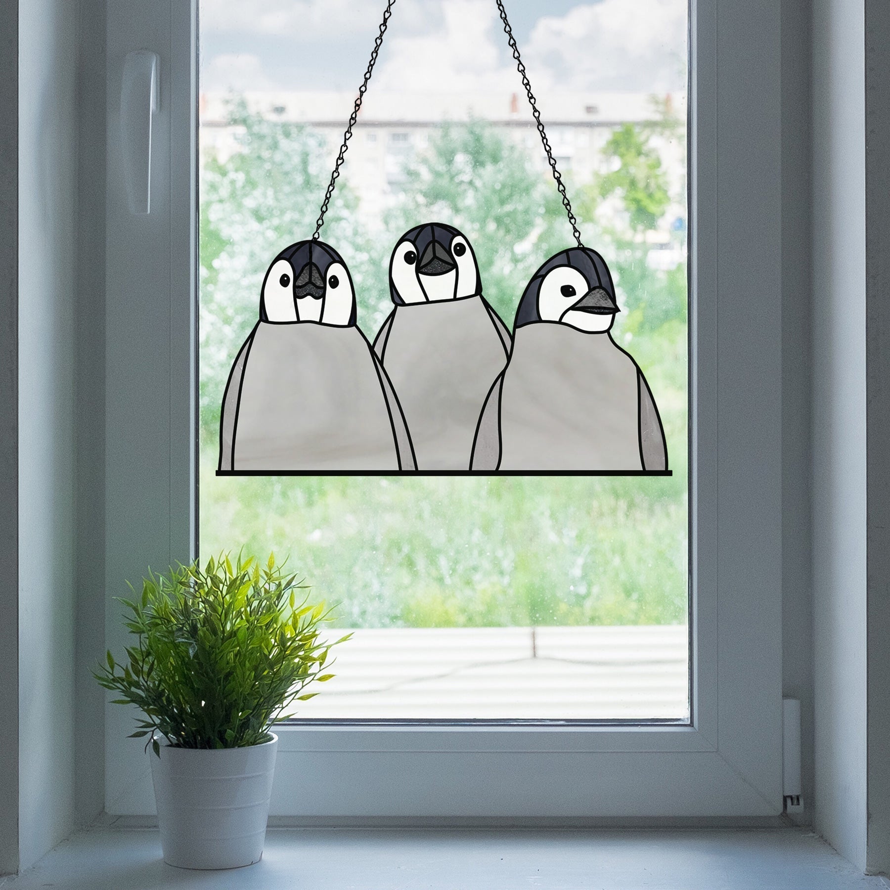 Baby Penguins Stained Glass Pattern
