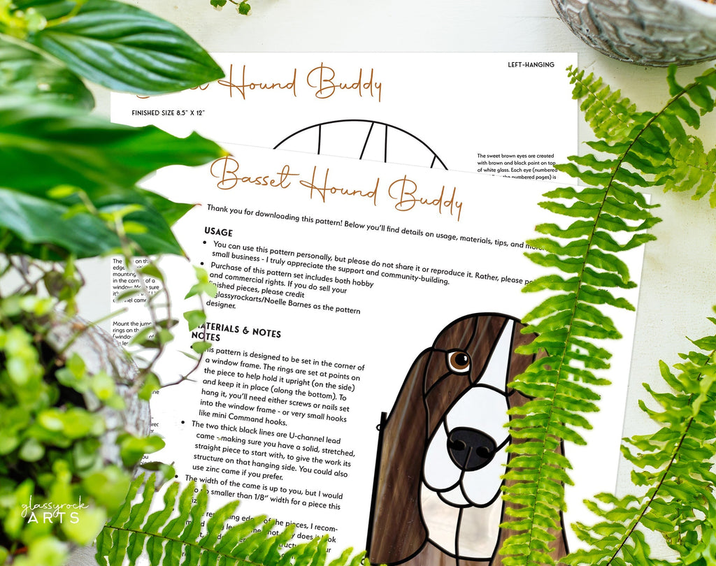 Basset Hound Dog Stained Glass Pattern