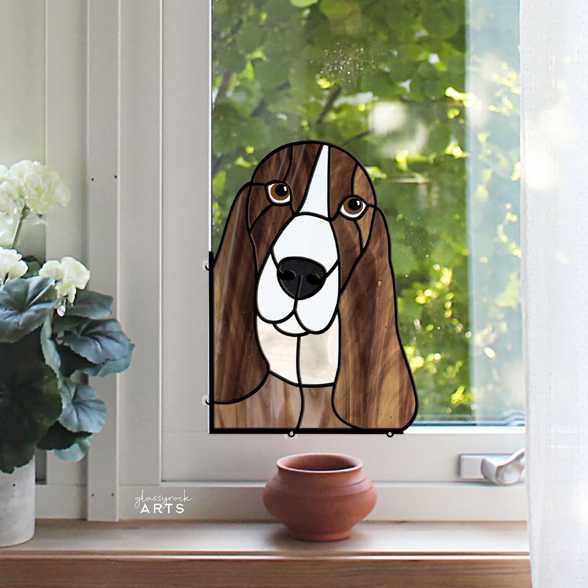 Basset Hound Dog Stained Glass Pattern