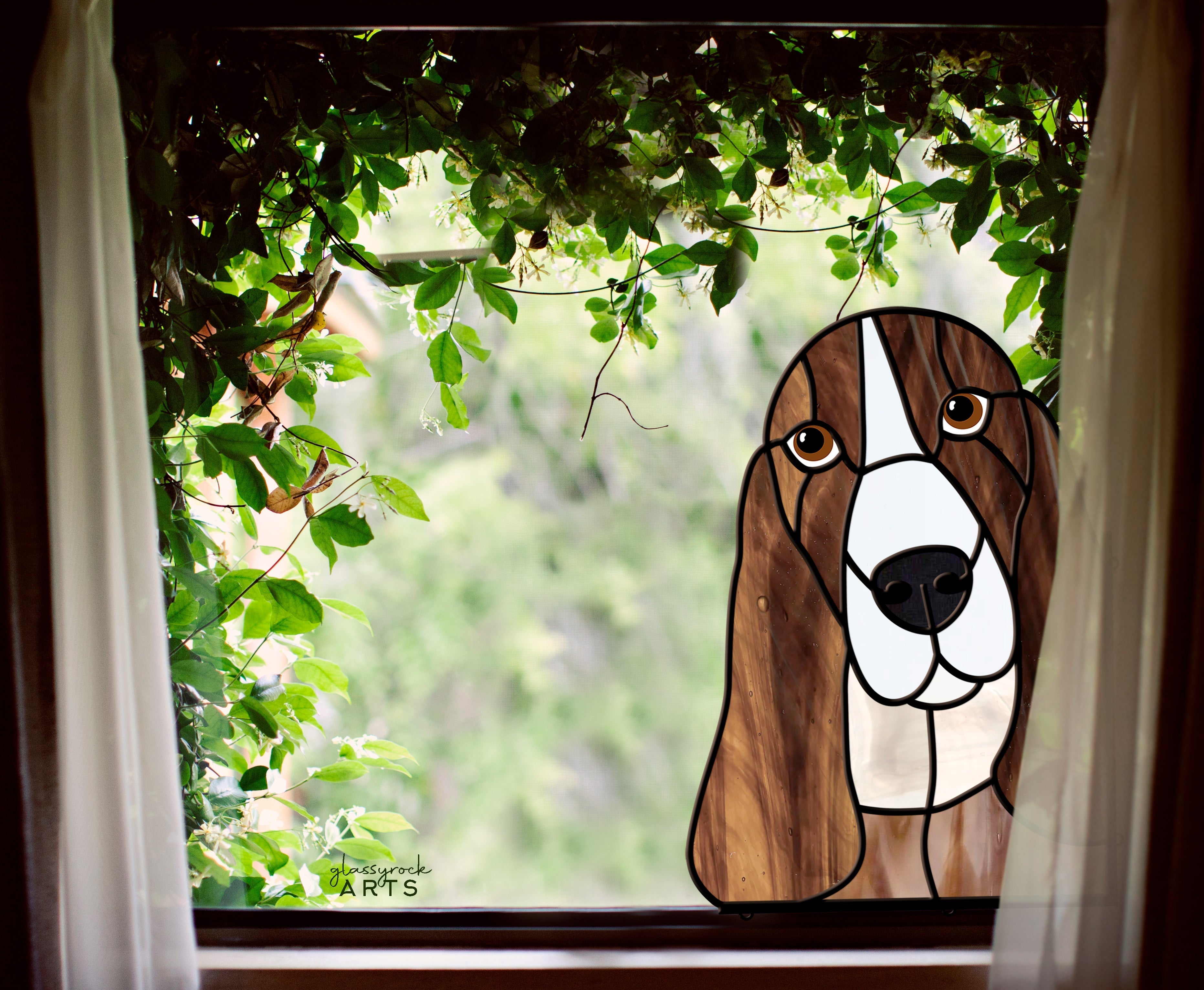 Basset Hound Dog Stained Glass Pattern