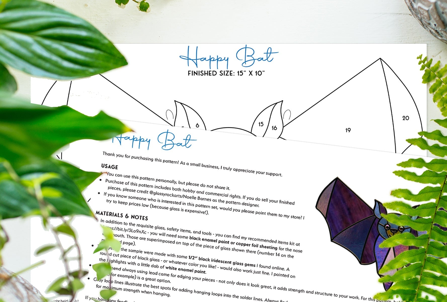 Halloween Bat Stained Glass Pattern