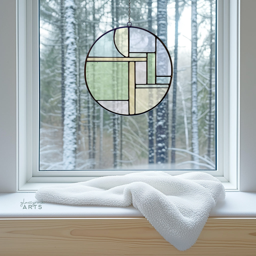 Round Abstract Art Deco Stained Glass Pattern