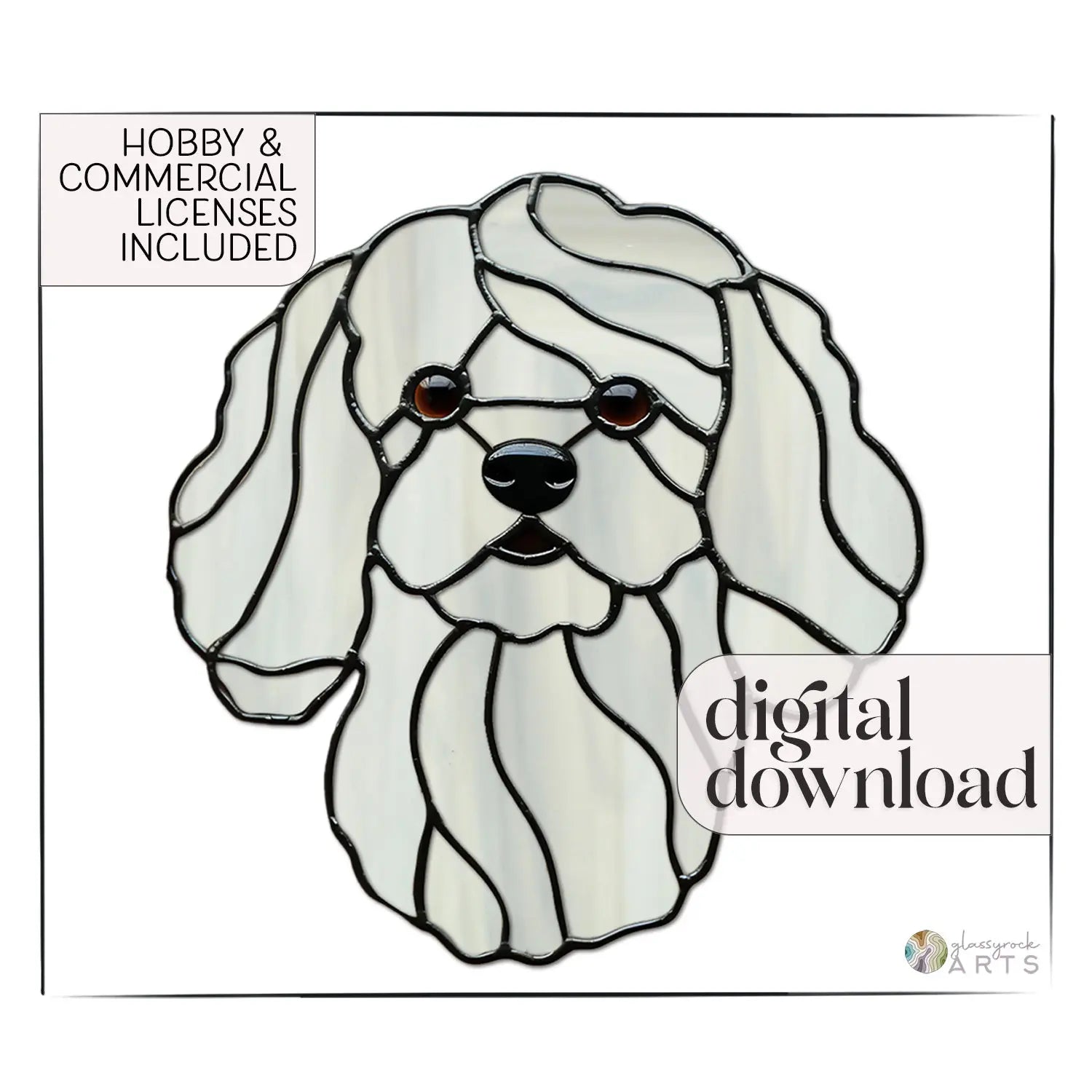 Bichon Frise Dog Stained Glass Pattern