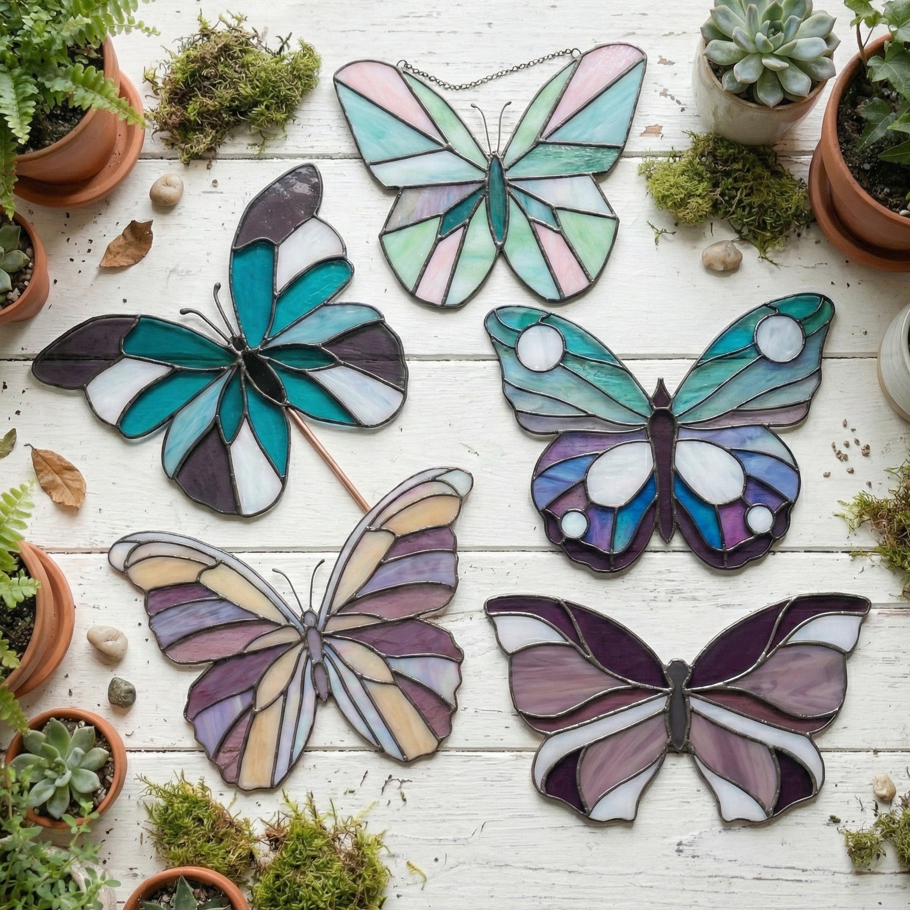 Butterflies Stained Glass Pattern Value Pack of 5